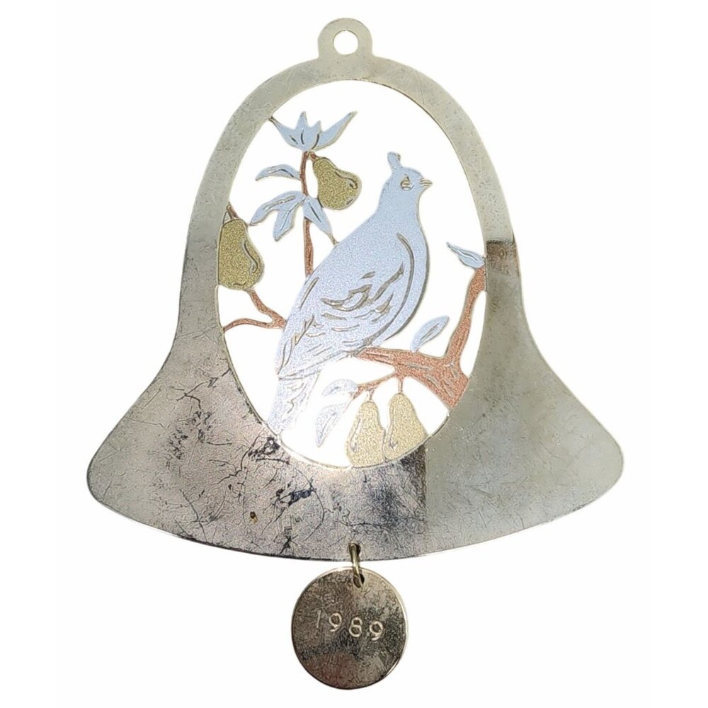 Vintage G. Duchin Partridge in a Pear Tree Brass Christmas Tree Ornament 1989 Go